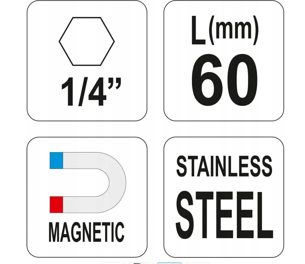 Uchwyt magnetyczny 1/4 do bitów YATO 60mm