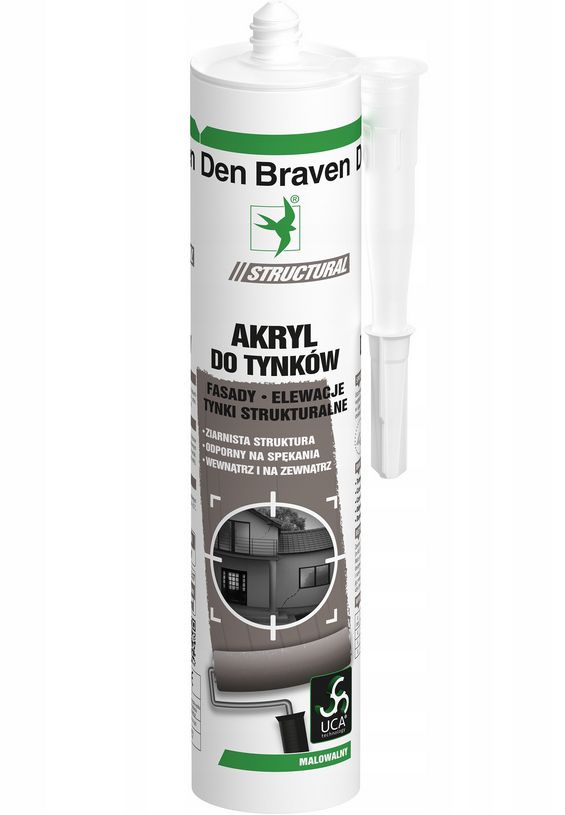 Akryl do tynków Den Braven z drobinkami biały 280ml