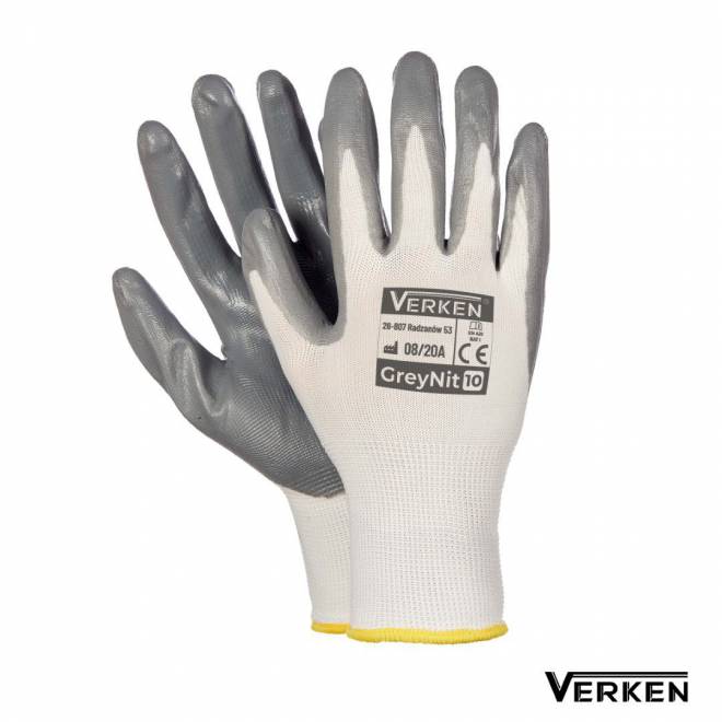 Rękawice ochronne robocze Verken GreyNit r. 10 (XL) 1 para