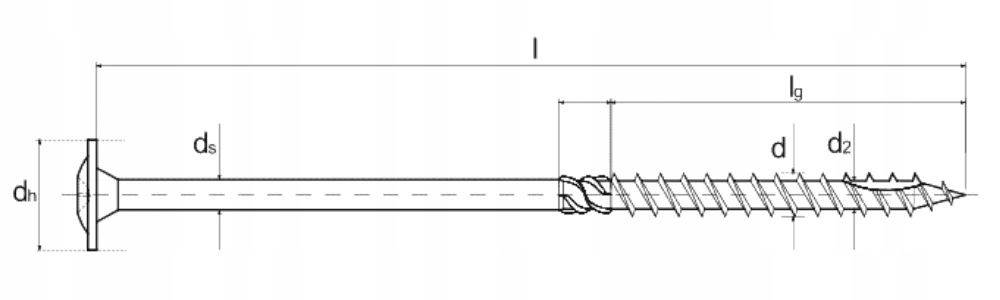 Wkręt ciesielski TORX 6x160 z łbem talerzowym podkładkowym ( op 100 szt) 1 sztuka