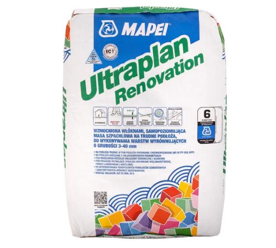 Zaprawa samopoziomująca Mapei Ultraplan Renovation 23kg szybkowiążąca 3-30mm