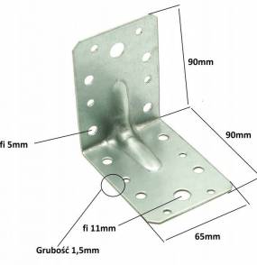 Kątownik ciesielski 90x90x65 łącznik gr. 1,5mm 1 sztuka