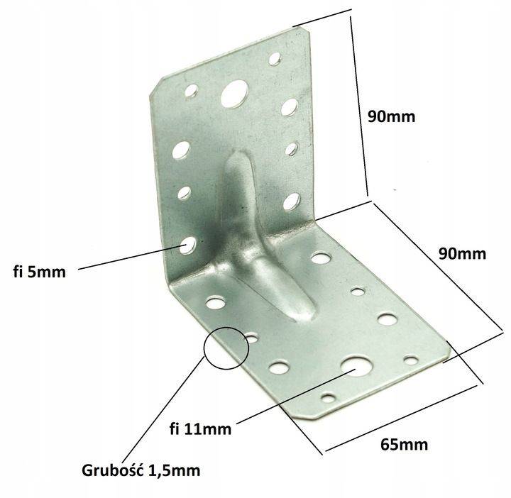 Kątownik ciesielski 90x90x65 łącznik gr. 1,5mm 1 sztuka