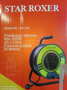 Przedłużacz bębnowy 50m metalowy 4 gniazdka 3x25mm